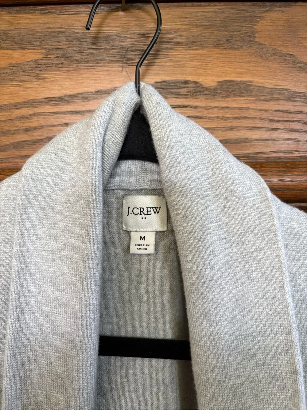 J.Crew Women's Gray Knit Open Front Cardigan Sweater M Shawl Collar Pockets